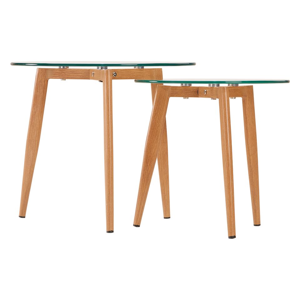 Beistelltisch Couchtisch Glastisch 2er Set Tisch Holz Rund VB59€* in Magdeburg