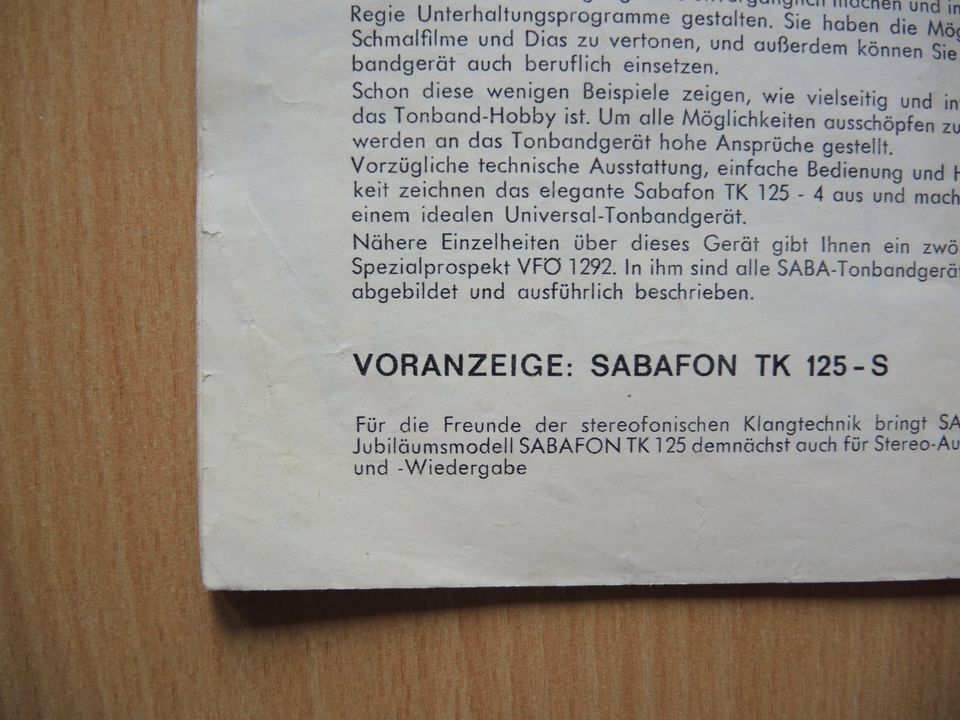SABA Jubiläumsprogramm 1961, Prospekt, Katalog, Radio, Fernsehen in Karlsruhe