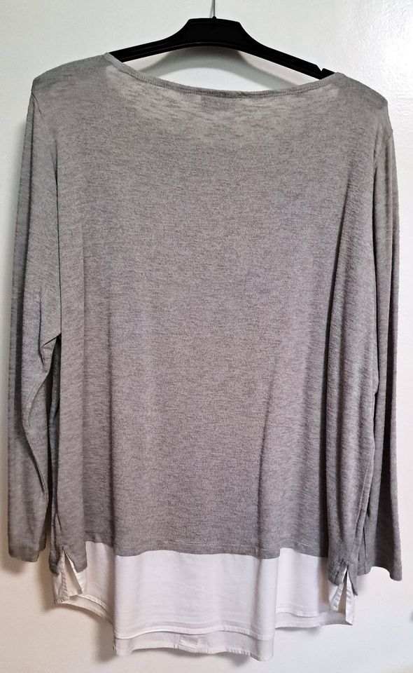 Bluse Pullover XL Doppellagenoptik grau / weiß Top Zustand in Berlin
