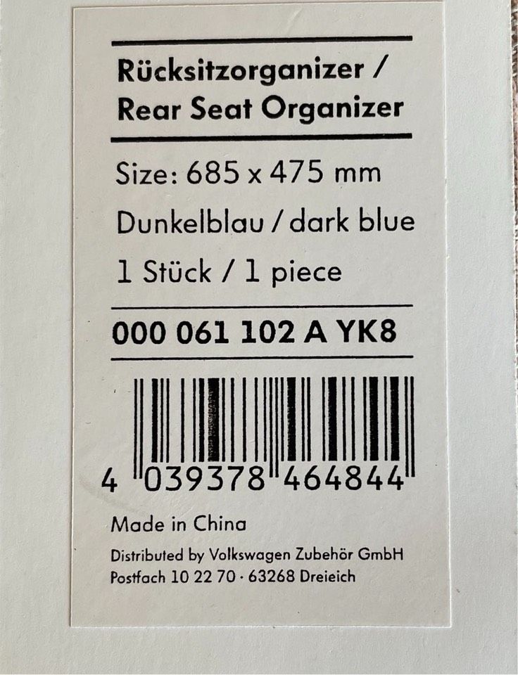 2er Set VW Rücksitzorganizer, blau, Kinderkollektion, 47x67 cm in Hamburg