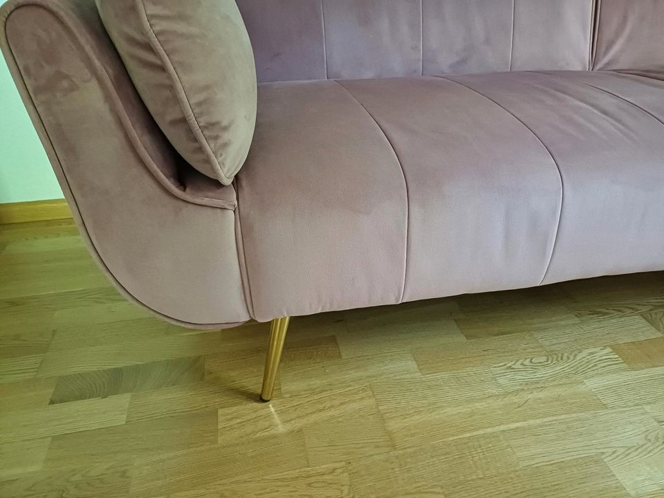 Schlafcouch mit Samtbezug in altrosa, Dreisitzer in München