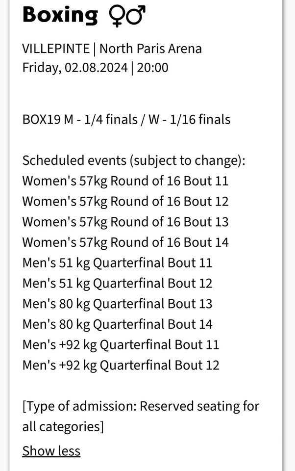 Olympia Paris 2024 - 6 Tickets Boxen - Fr. 02.08. in Menden