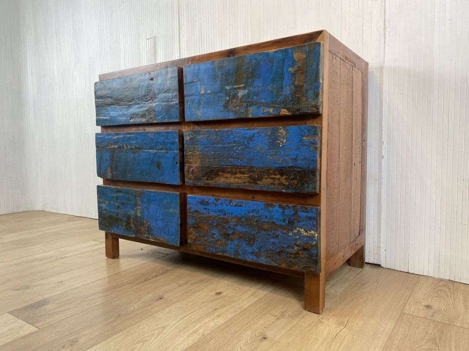 Boatwood by WMK # Wunderschöne Schubladenkommode aus altem Bootsholz, ein handgefertigtes Unikat aus massivem Teakholz # Schrank Kommode Wäschekommode Sideboard Wickelkommode Flurkommode Chest Teak in Berlin