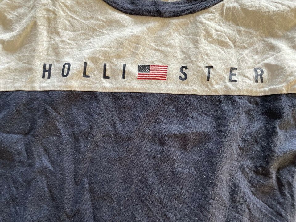 HOLLISTER Damen T-Shirt S Baumwolle blau weiß TOP in Hemmingen