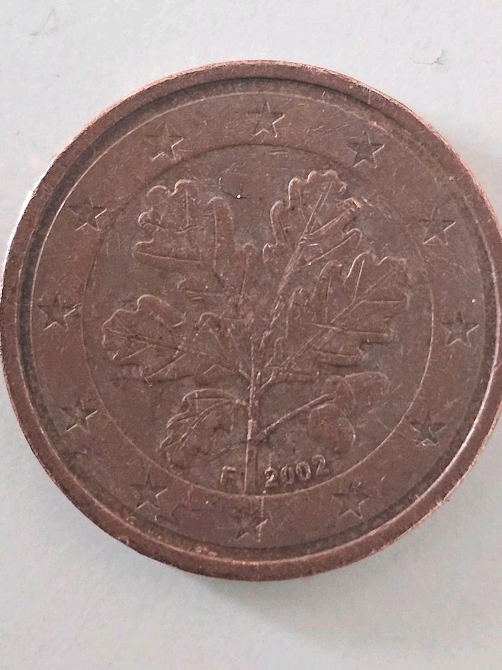 2 Euro Cent Münze 2002 F Deutschland Seltene Fehlprägung in Ludwigsburg