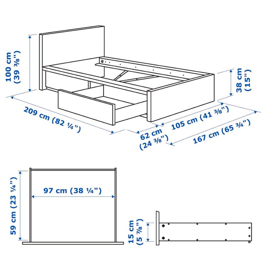 Ikea Malm Bett 90x200 grau + Schubladen *NEU in Offstein