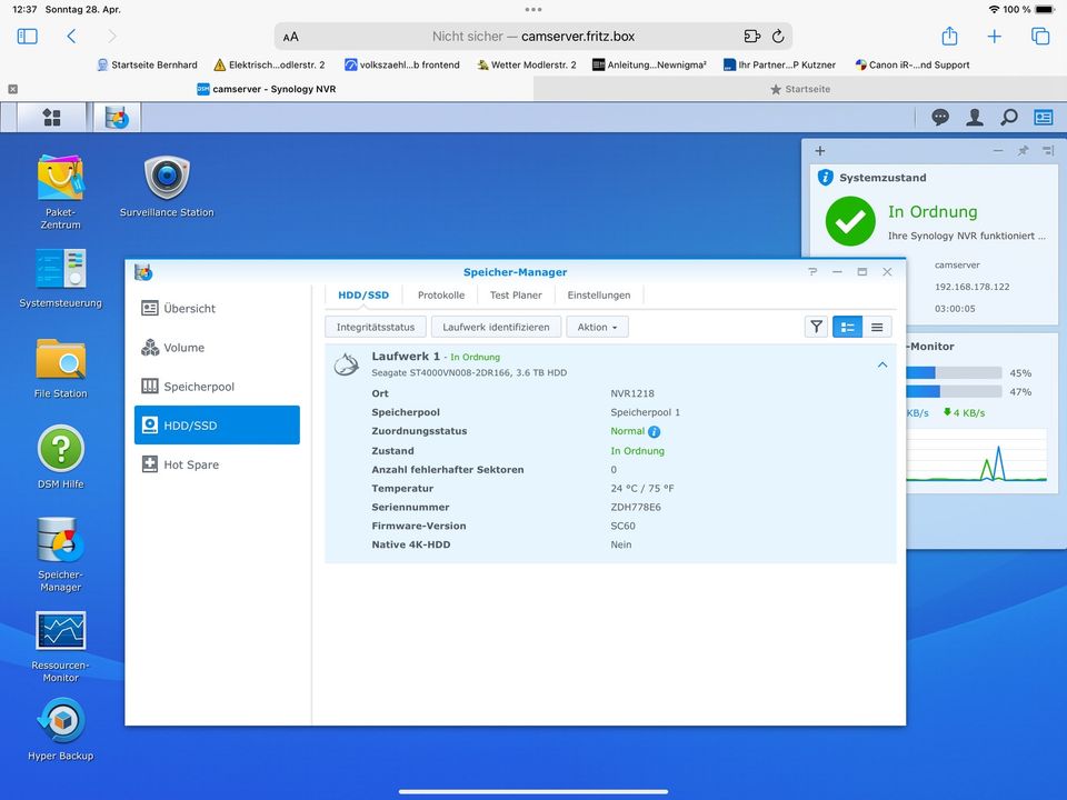 Synology Network Video Recorder NVR1218 / Festplatte Seagate 4TB in Amberg