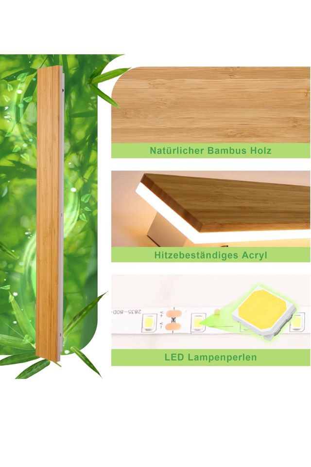 LED Wandleuchte Innen Holz Wandlampe Bambus Holz Lange in Wuppertal