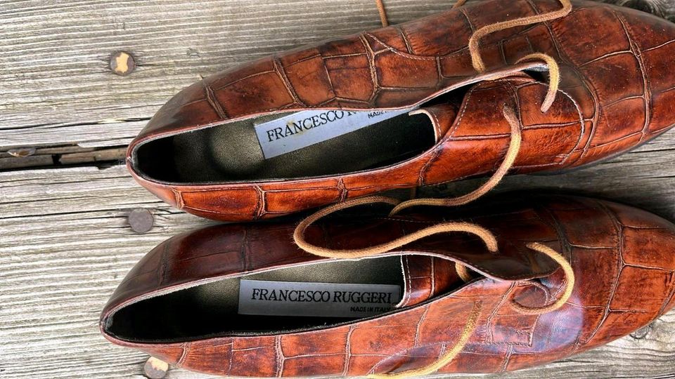 Italienische Markenschuhe Francesco Ruggeri braun,Croco Leder,39 in Saarbrücken