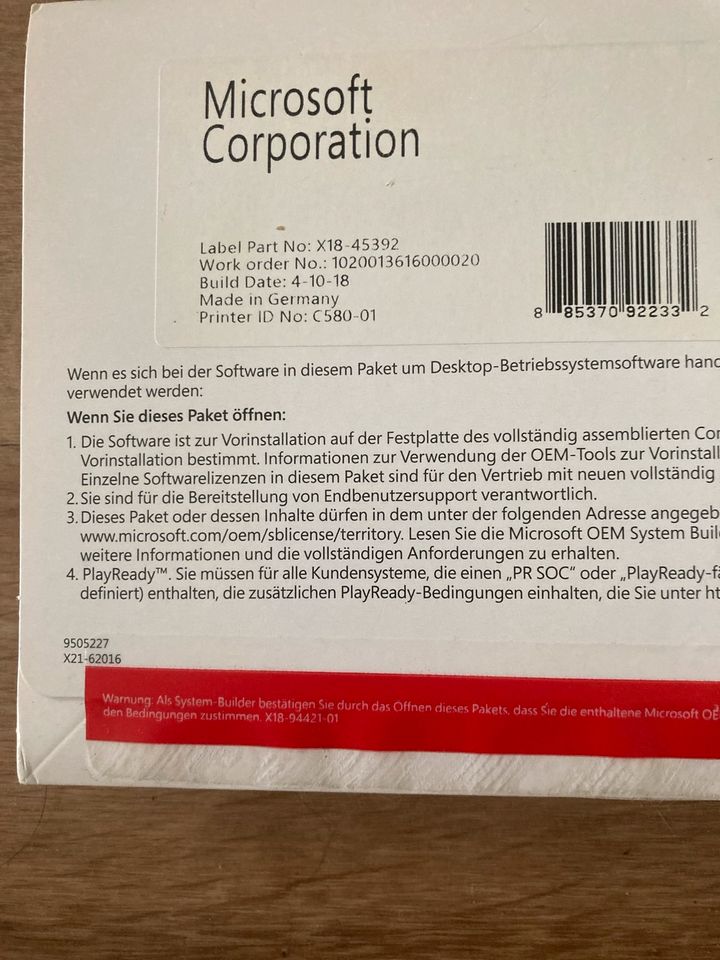 Windows 10 64 Bit original verpackt in Greifswald