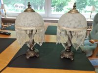 2 Jugendstil Metall Boudoir Lampen mit Perlenglasschirm Niedersachsen - Wietmarschen Vorschau