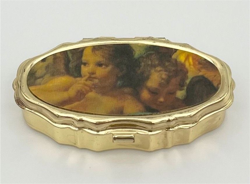 Vintage Pillendose Engel Schmuckbox Putten Kinder Gold Schatulle in Schwerin