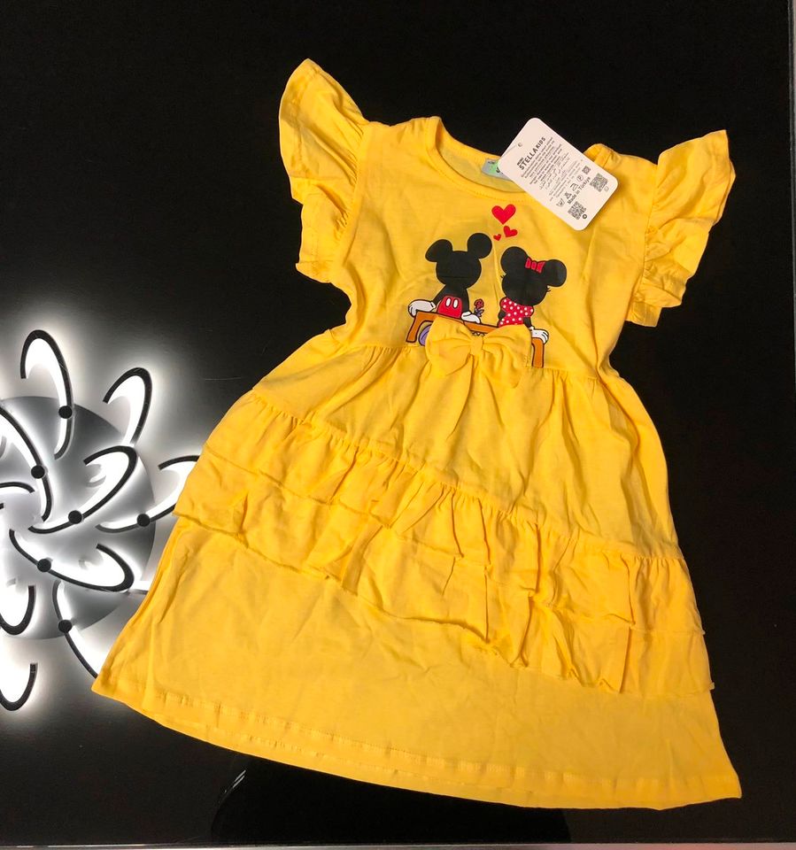 Minnie Maus Mouse Mini Kleid Rüschen gelb Gr 122 128 Neu Volant in München