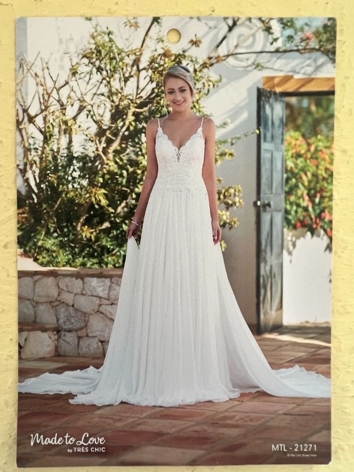 Brautkleid très chic 36 mit Spitze und Bindung in Hennef (Sieg)