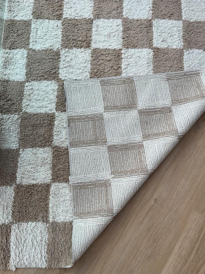 Teppich 2x3 m kariert Schachbrett Muster beige Creme in Braunschweig