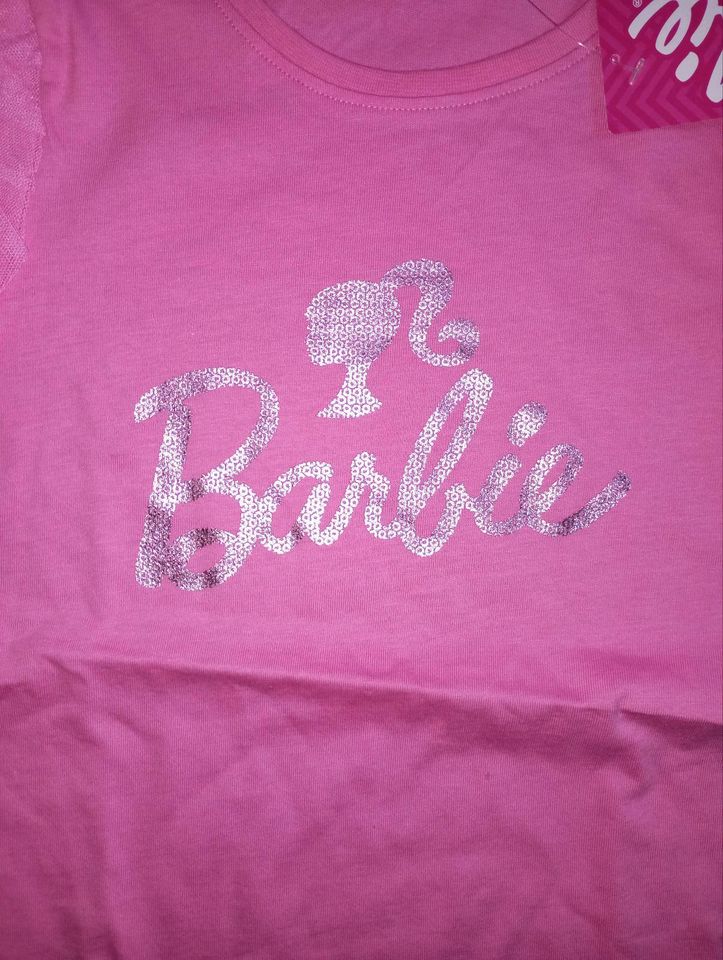 Barbie T-Shirt Gr. 128/134 pink Glitzer in Wasserleben