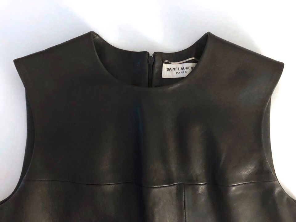 Saint Laurent Etui Kleid Lederkleid Schwarz 34 XS Leather Dress in Hamburg
