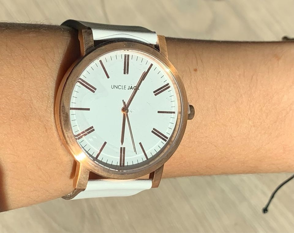 Rosé Gold Damen Armbanduhr Weißes Leder Edelstahl Uhr Miyota in Darmstadt