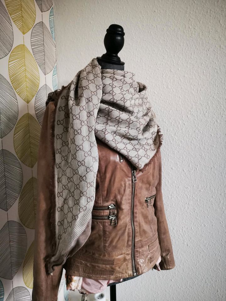 Lederjacke Bikerjacke braun beige Nappa in Herrnburg