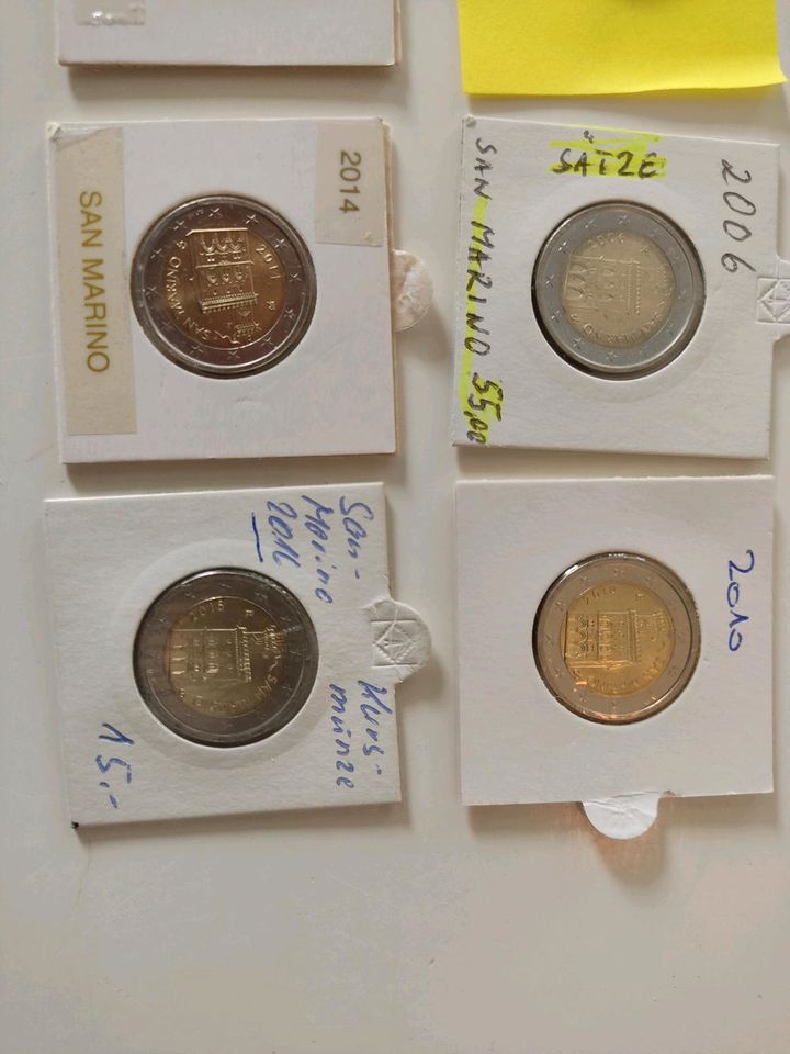 2 Euro Kursmünzen San Marino 2002,05,06,10,12,13,14 und 2016 in Leipzig