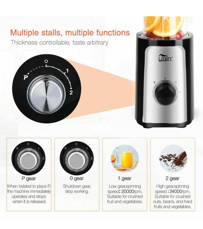 7in1 Standmixer Smoothie Maker Mixer Milchshaker Edelstahl in Bebra