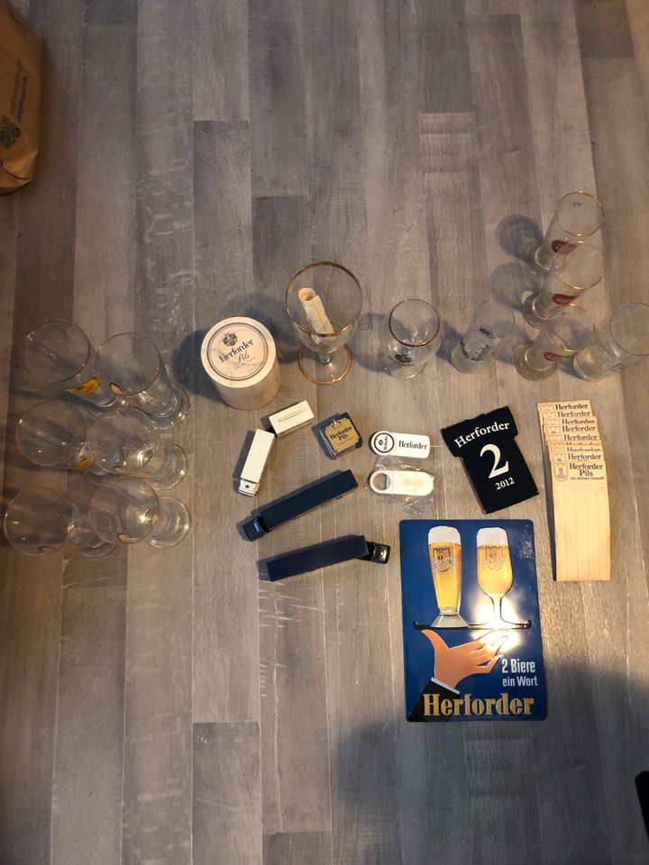 Herforder Pils Artikel, Gläser, Restbestand in Hiddenhausen