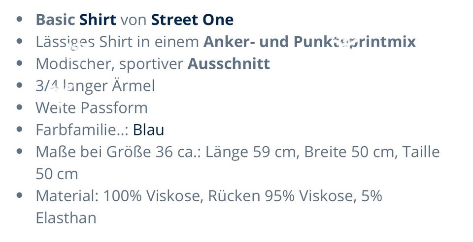 Street One Blusen-Shirt Phibie , Ankermotiv Maritim in Schwarzenbach am Wald