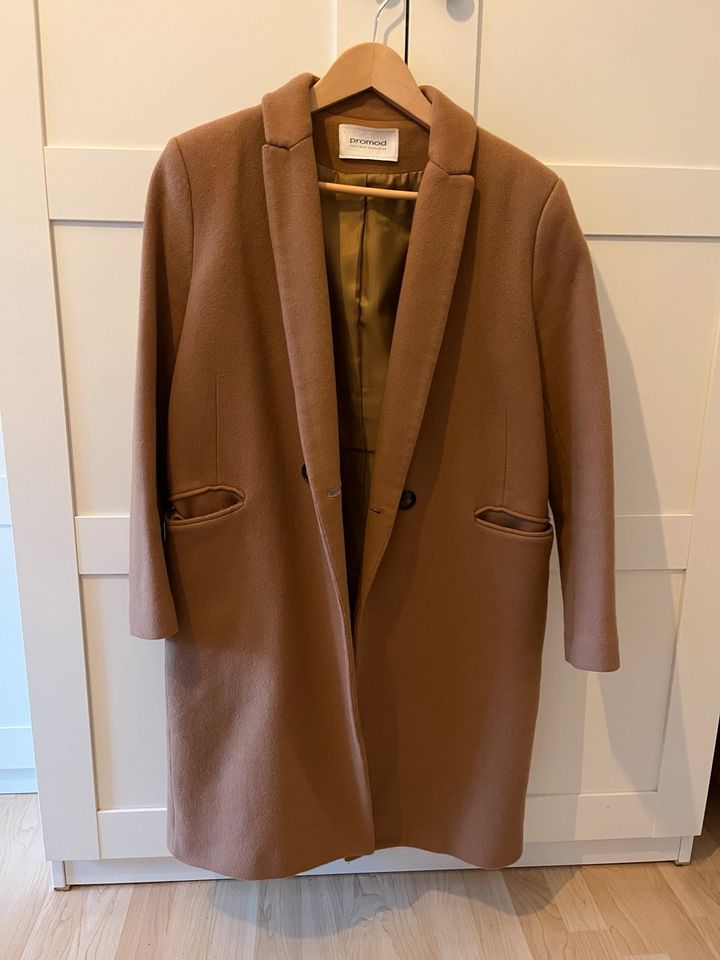 Wollmantel Camel, Cognac, beige, hellbraun, Größe 42, Promod in Düsseldorf