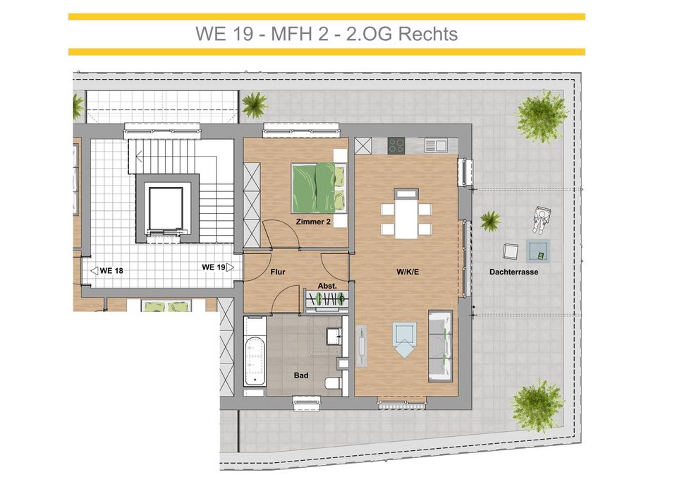 Helles Penthouse mit Dachterrasse im KFW 40 Energiesparhaus Maarviertel in Trier