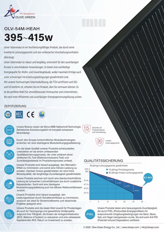 Solarmodul/panel/Photovoltaik/PV-Modul 410W full black in Bad Zwischenahn