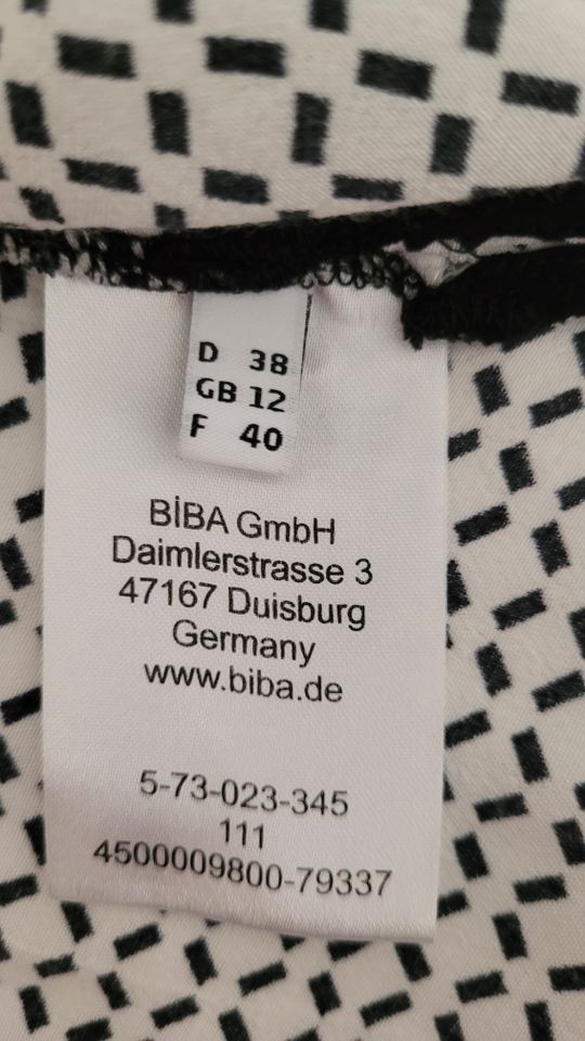 Kaum getragene lange Biba Kurzarm Bluse Weiß-Schwarz Gr 38 in Bad Aibling