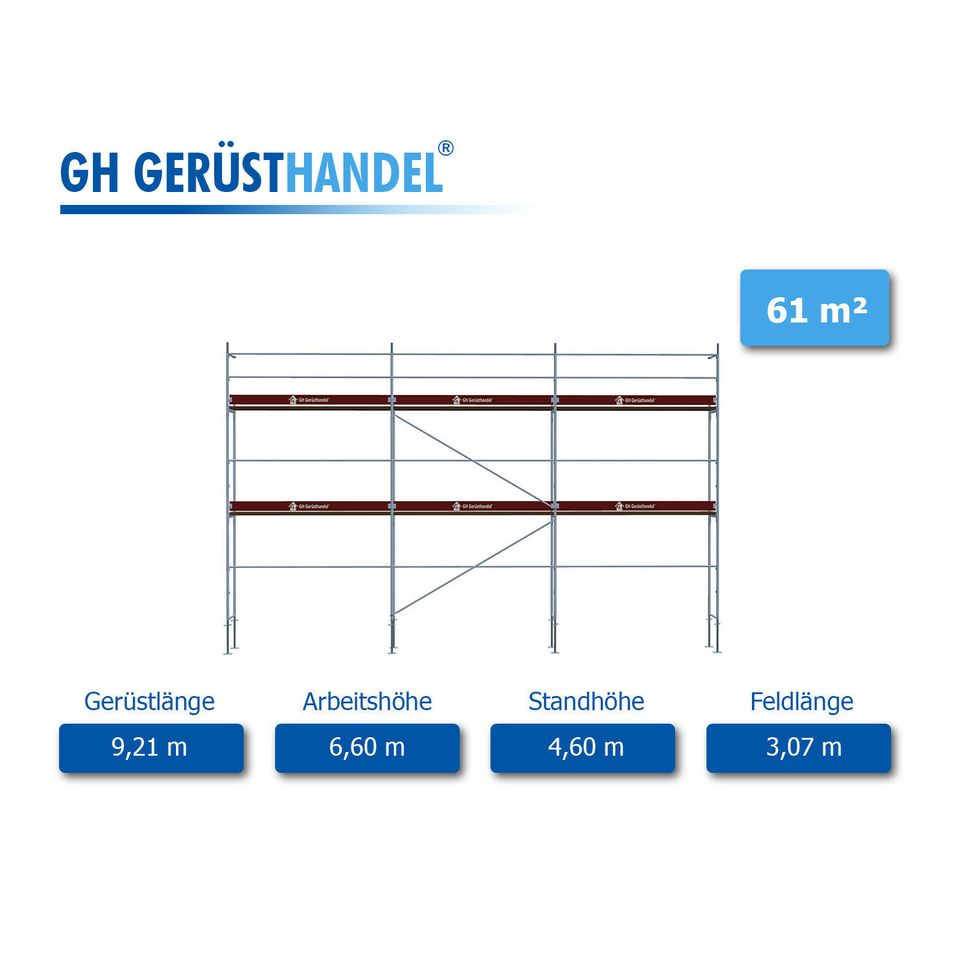 Stahl-Arbeitsgerüst 61m² mit Alu-Rahmentafeln 3,07m gebraucht in Vöhringen