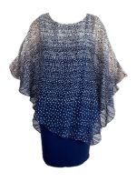 FRANK LYMAN 218299 Abendkleid blau Cape Festlich Mode Glitzer S/M Niedersachsen - Burgdorf Vorschau