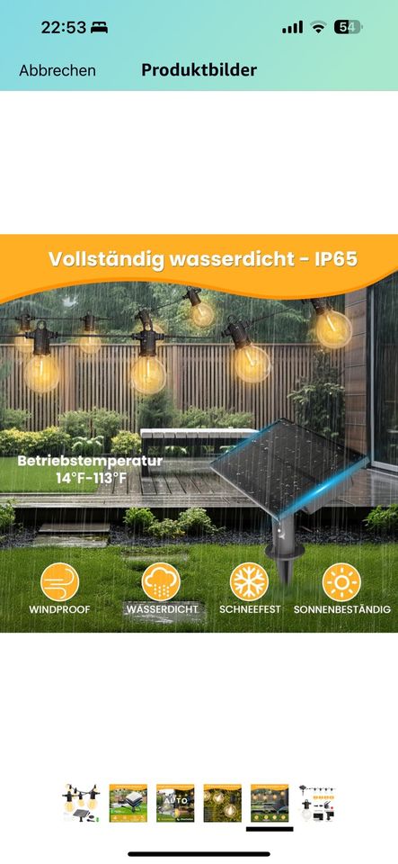 30M Solar LED Lichterkette Glühbirnen mit 50+2 G40 Birnen IP65 in Dessau-Roßlau