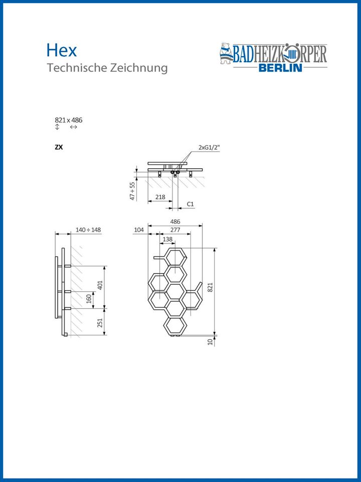 Badheizkörper Handtuchwärmer Handtuchtrockner HEX in Berlin