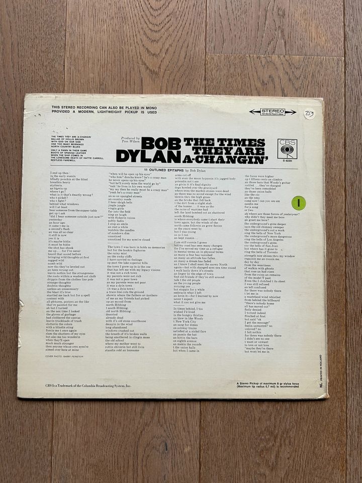 Bob Dylan / The Times They Are A-Changin - Vinyl, Schallplatte LP in Kaarst