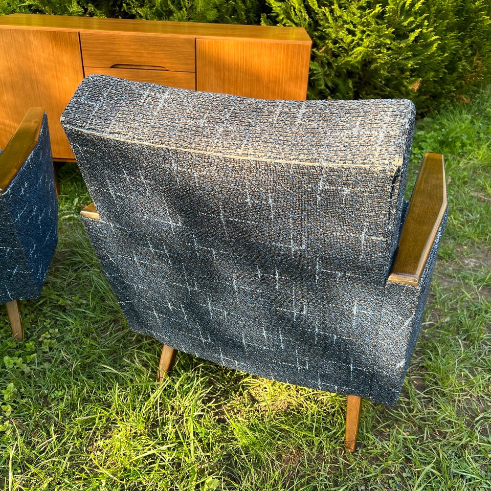 2 Stück Vintage Mid-Century Sessel Blau 60er 50er in Trier