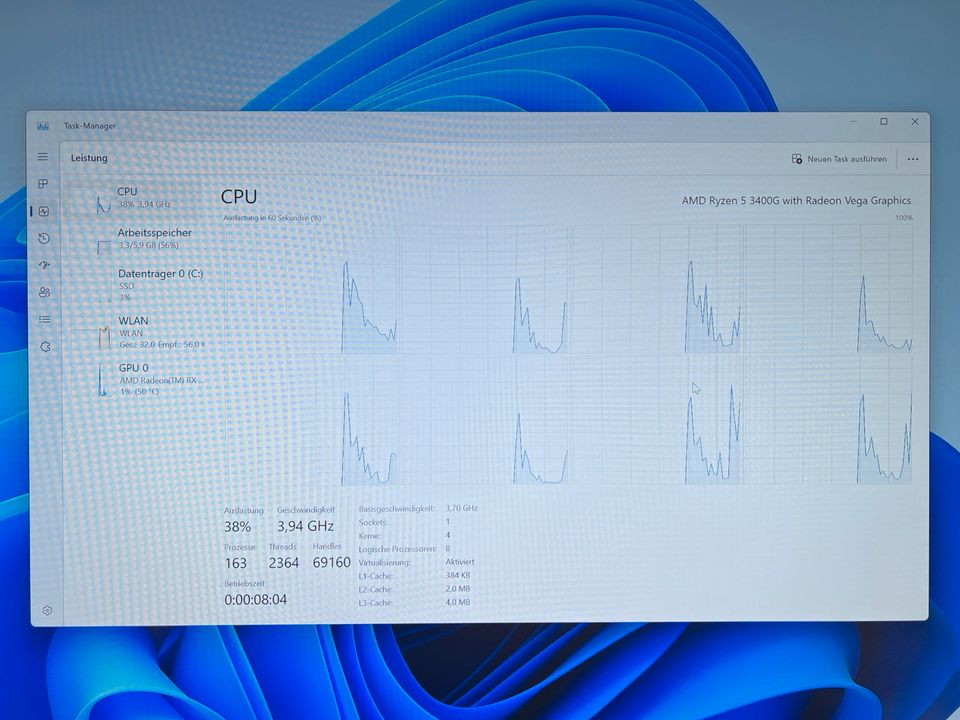 PC AMD Ryzen 5 3400G 8G DDR4 RAM RadeOn 500GB WD SSD NVMe Win11 in Passau