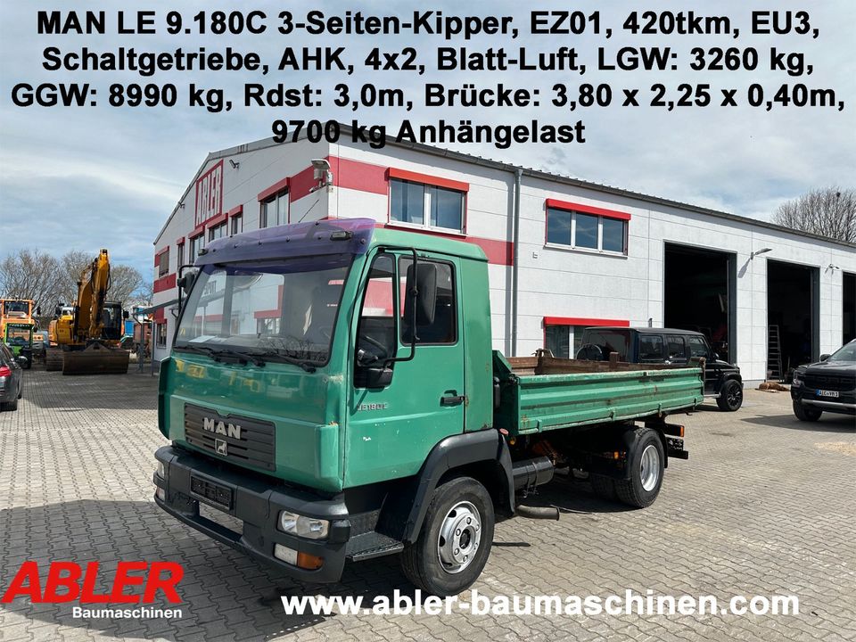 MAN LE 9.180C 3-Seiten-Kipper 9000 kg AHK in Aichach