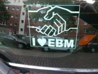 Aufkleber I LOVE EBM (ca. 12,1 x13,7cm) für Autoscheibe von innen Altona - Hamburg Ottensen Vorschau