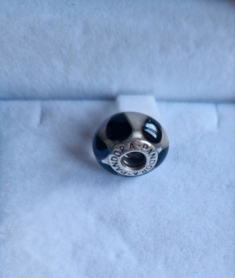 PANDORA Charm Muranoglas Silber schwarz weiß in Lübeck