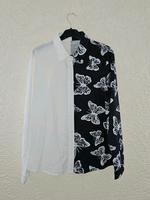 Hemd/Bluse schwarz weiß mit asymmetrische Schmetterlingsmuster Hessen - Münster Vorschau