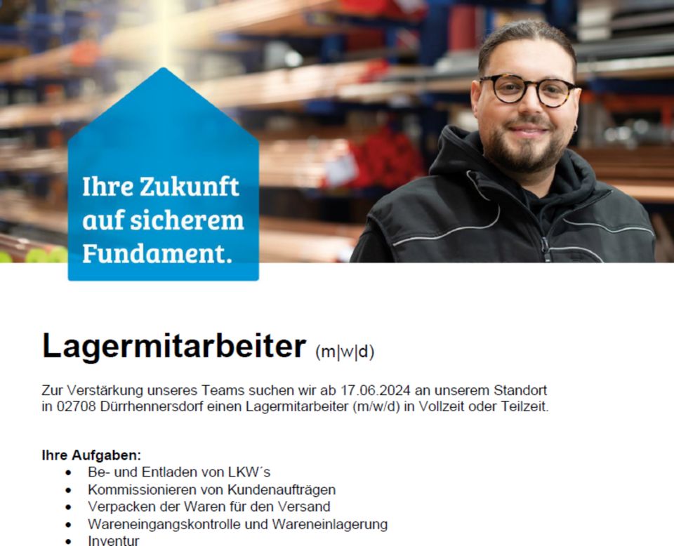 Lagermitarbeiter / Kommissionierer (m|w|d) in Dürrhennersdorf