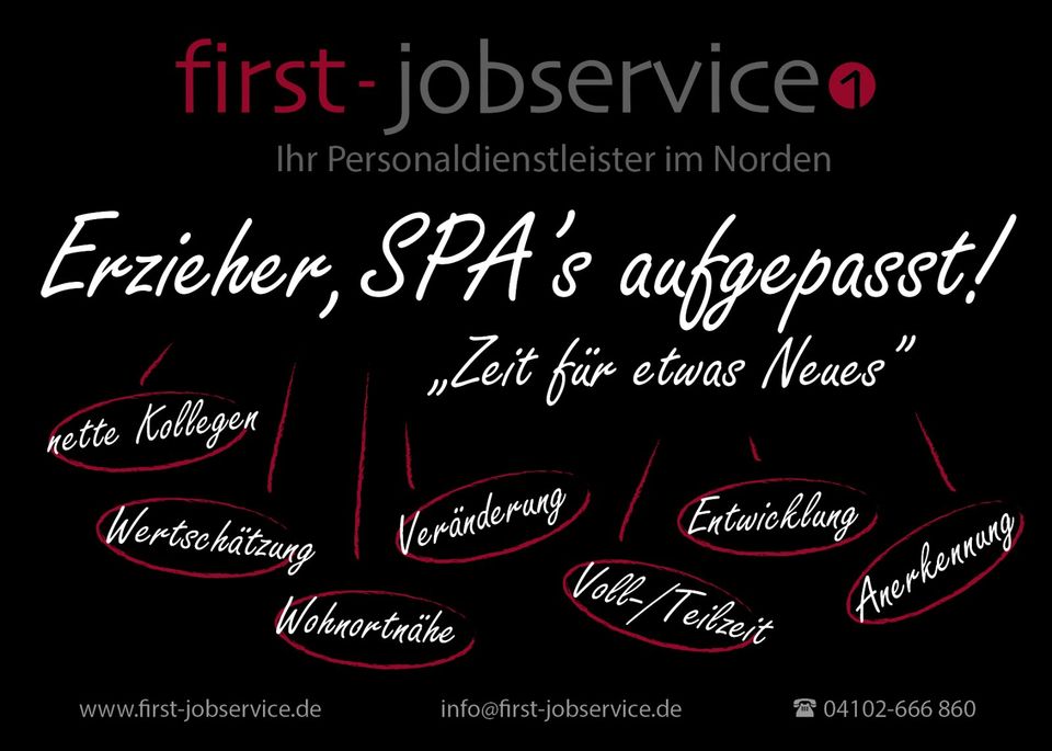 kleine Kita sucht dringend SPA/Erzieher Krippe 8-14 Uhr mwd nett! in Brunsbek