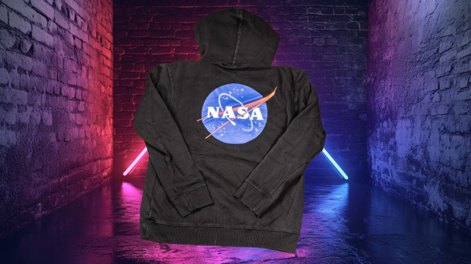 ⚡️ VINTAGE LOGG NASA Hoodie schwarz L ⚡️ in Velbert