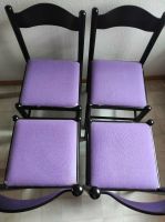 4 stabile Holz - Stühle in der Farbe schwarz mit lila Hessen - Battenberg Vorschau