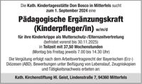 Kinderpfleger/in - Pädagogische Ergänzungskraft für Kinderkrippe Bayern - Mitterfels Vorschau