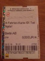 BVG Fahrschein 4 Fahrten Karte Regeltarif Berlin AB Teil1 10.2019 Berlin - Tempelhof Vorschau