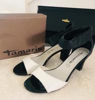Tamaris Pumps schwarz-weiß Leder Gr. 38 Nordrhein-Westfalen - Niederzier Vorschau