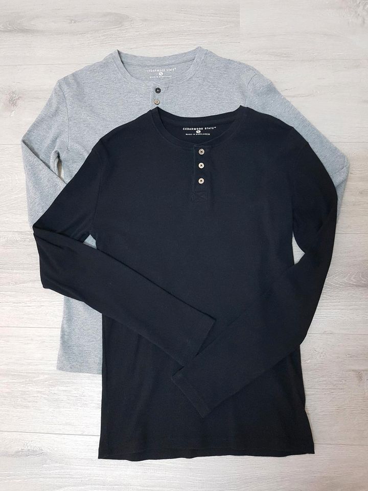 2x Langarmshirt Gr.S schwarz + grau Feinripp Langarm Shirt in Barsinghausen